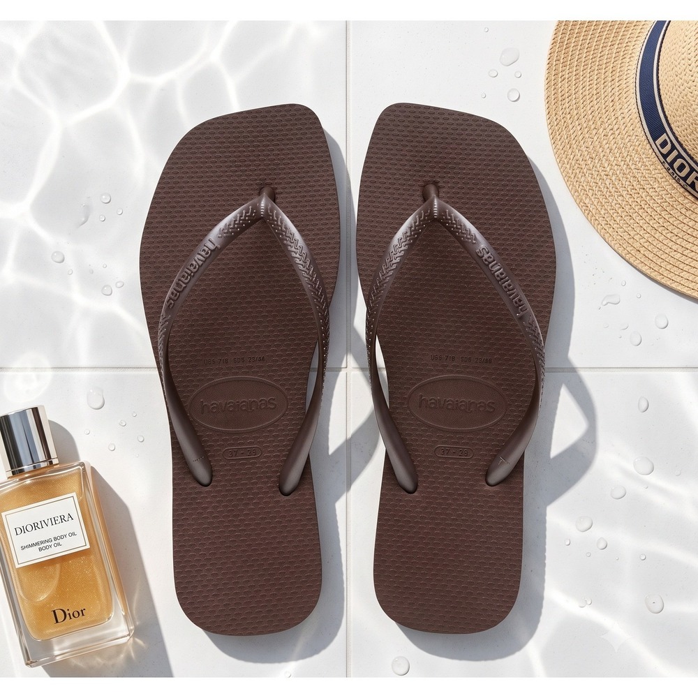 W's 7/8 | Havaianas Square Solid in Dark Brown | SQRE0017